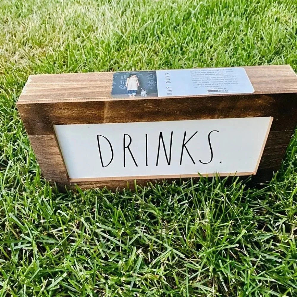 NEW Rae Dunn - DRINKS - 🍷🍺🍸🍹cute wooden sign - Picture 5 of 10